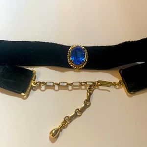 Danecraft Vintage Blue Stone Black Choker Necklace